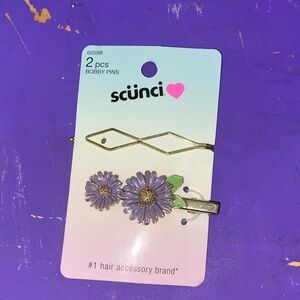Scunci Gold and Purple Floral Bobby Pins